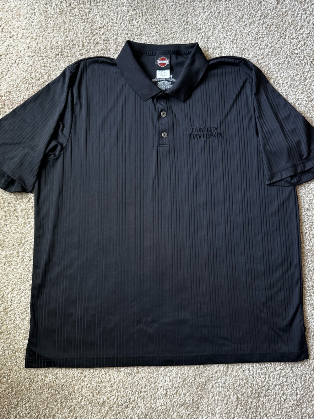 Stutsman Harley-Davidson Black Textured Polo Shirt